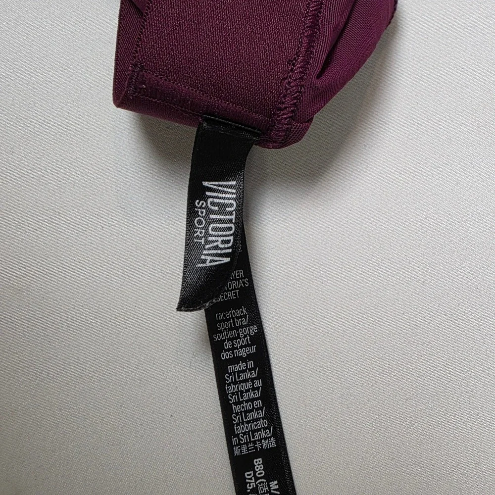 Victoria Secret Sport Racerback Sport Bra Womens L Maroon Glitter Logo Mesh Back